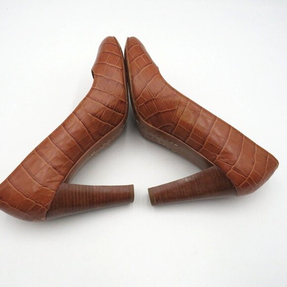 Michael Kors Womens Size 8 Brown Leather Pumps Closed Toe 4" Heel Reptile Look - Picture 10 of 11